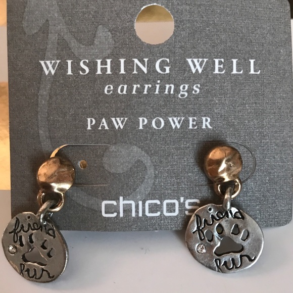 CHICO'S WISHING WELL PAW POWER DROP EARRINGS - NWT - Picture 1 of 3